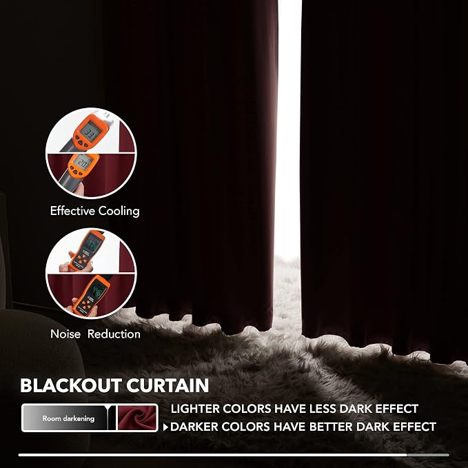 Deconovo Solid Rod Pocket and Back Tab Curtains Thermal Insulated Christmas - Image 5
