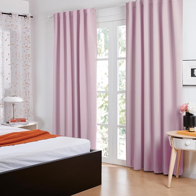 Deconovo Blackout Curtains, Thermal Insulated, W52 x L63 2 Panels, Back Tab - Image 5