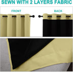 NICETOWN Paler Yellow 100% Blackout Curtains 2 Panels - Image 5