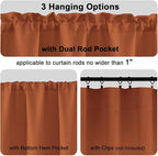 Chyhomenyc Orange Valance for Windows, Light Filtering Faux Linen Textured - Image 3