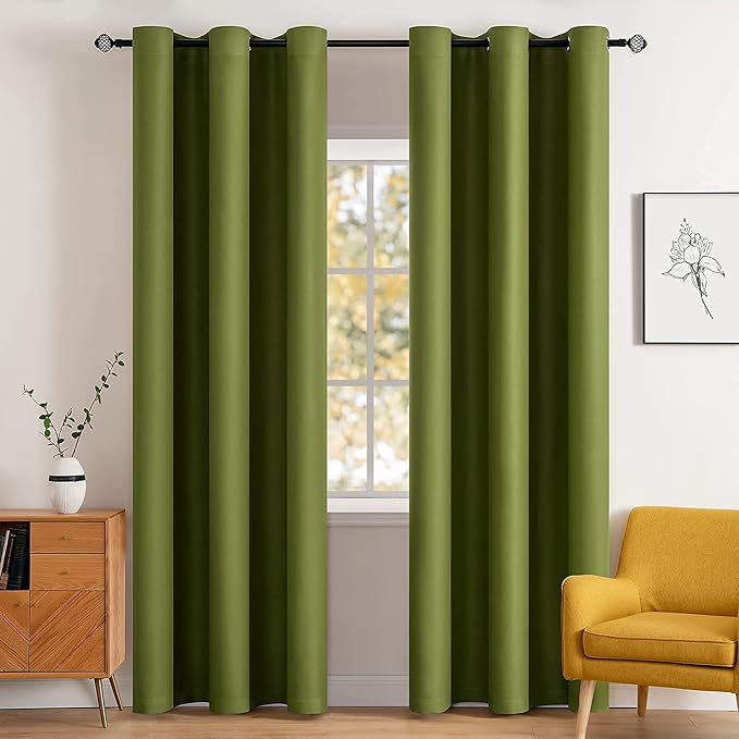 MIULEE 90" Long Blackout Curtains Room Darkening Thermal Insulated Drapes Solid by MIULEE