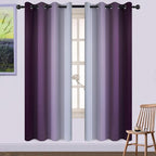 Yakamok Room Darkening Greyish White and Purple Ombre Curtains by Yakamok