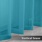 OVZME Turquoise Sheer Curtains 63 Inches Length 2 Panels, Light Filtering - Image 5