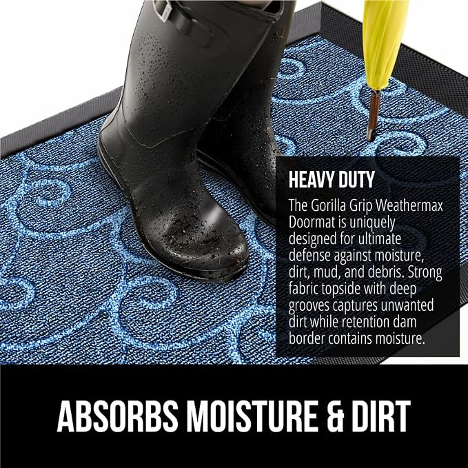 GORILLA GRIP 100% Waterproof All-Season WeatherMAX Doormat 35x23, US Designed - Image 4