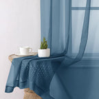 Lecloud Dusty Blue Sheer Curtains 90 Inches Long 2 Panels, Light Filtering - Image 4