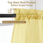 Chyhomenyc Mustard Yellow Sheer Curtains 45 Inches Long, Light Filtering Window - Image 4