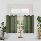 LAMIT Small Linen Curtains 30 Inch Length, Semi Sheer Short Window Curtains by LAMIT