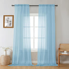 Gwine Sky Blue Sheer Curtains 96 Inches Long 2 Panels, Elegant Window by Gwine