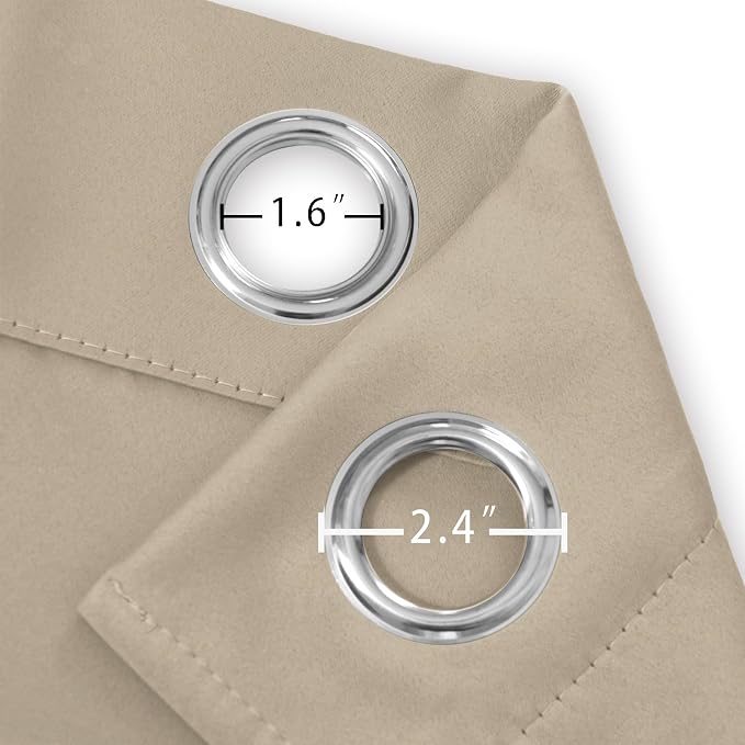 LEMOMO Blackout Curtains 52 x 108 inch/Khaki Curtains Set of 2 Panels/Thermal - Image 5