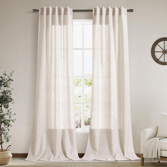 Nanspring Linen 102 Inch Long Curtains by Nanspring