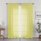 OWENIE Lemon Sheer Curtains for Bedroom Living Room 72 Inches Long 2 Panels Set by OWENIE