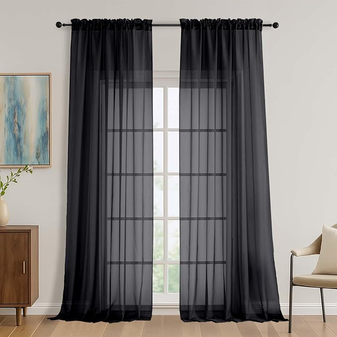 OVZME Black Bedroom Curtains 96 Length by OVZME