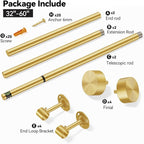 YaFex 2 Pack Heavy Duty Curtain Rods 32-60 Inch, 1 Inch Adjustable Gold Curtain - Image 7