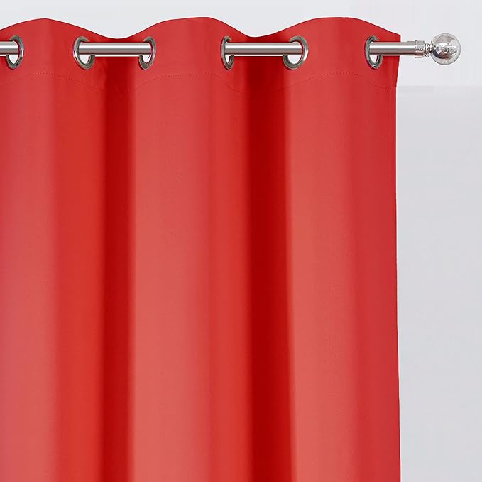 LEMOMO Blackout Curtains 38 x 54 inch/Bright Red Curtains Set of 2 - Image 6