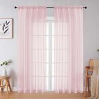 Blush Sheer Curtains 84 Inches Long 2 Panels Set by WelvetBLK