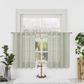 LAMIT Sage Grey Linen Kitchen Curtains 30 Inch Length, Semi Sheer Light by LAMIT
