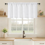 OVZME White Valance for Windows, Light Filtering Thick Textured Small Kitchen by OVZME
