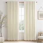 86 Inches Long Cream Colored Custom Blackout Linen Curtains Ivory Cream Pinch by Topfinel
