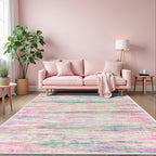 KOZYFLY Pink Nursery Rug for Baby Girl, Washable Thin Area Rugs 5x7 for Kids by KOZYFLY