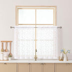 Chyhomenyc White Sheer Curtains 30 Inch Length, Light Filtering Leaf Tufted by Chyhomenyc