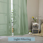 OWENIE Sheer Curtains, Sage Green Sheer Curtains 84 inch Length 2 Panels Set - Image 2