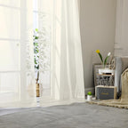 Lecloud Cream Sheer Curtains 48 Inch Length 2 Pcs, Rod Pocket Light Filtering - Image 8