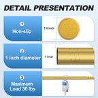 CorkLatta Gold Shower Curtain Rod 31 to 68 Inch, 1 Inch Diameter Adjustable - Image 3