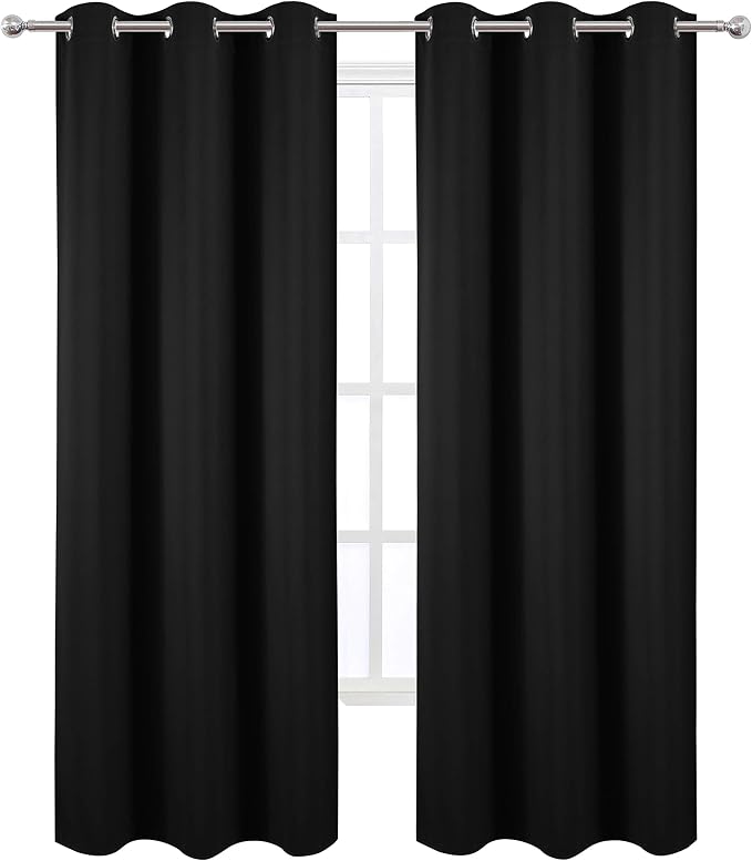 LEMOMO Black Thermal Blackout Curtains/42 x 84 Inch/Set of 2 Panels Room - Image 2