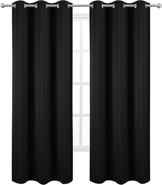 LEMOMO Black Blackout Curtains 34 x 84 Inch Length/Set of 2 Curtain - Image 2