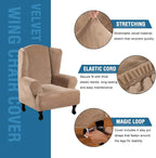 H.VERSAILTEX Wingback Chair Covers Velvet Plush Wing Chair Slipcover 1 Piece - Image 2