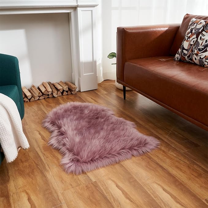 Arbosofe Ultra Soft Faux Fur Rug, Small Area Rugs, Light Purple Fluffy Shaggy - Image 3