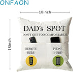 ONFAON Father's Day Throw Pillow Case, Dad's Spot Throw Pillow Covers 18 x 18 - Image 3