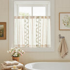 jinchan Belrose Linen Floral Kitchen Curtains 36 inch Length Embroidered - Image 9