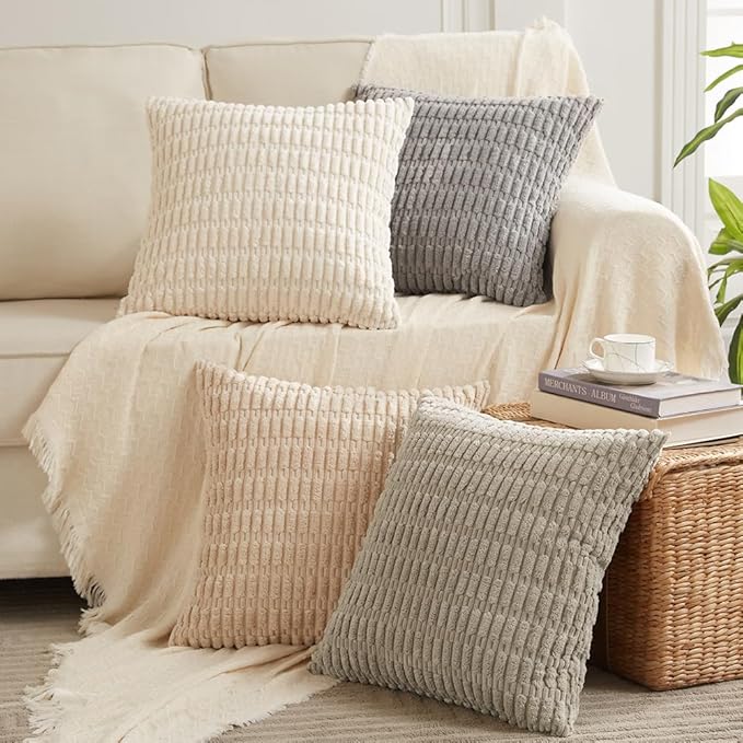 Fancy Homi 4 Packs Boho Cream Decorative Throw Pillow Covers 26x26 Inch - Image 9