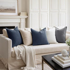MIULEE Decorative Linen Euro Sham Pillow Covers 24x24 Indigo Blue Boho - Image 5
