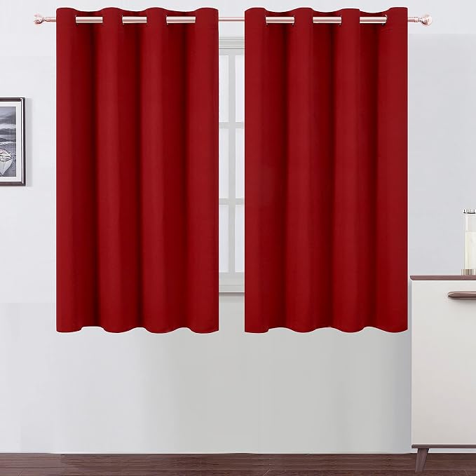 LEMOMO Red Blackout Curtains/52 x 45 Inch Length Kids Curtains/Set of 2 Panels by Lemomo