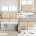 HOMEIDEAS Non-See-Through Beige Privacy Sheer Kitchen Curtains, 30 X 24 Inches - Image 8