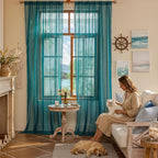 WAZZIO Boho Lace Curtains 96 Inches 2 Panel, Light Filtering Privacy Tassel & - Image 3