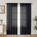 Gwine Black Sheer Curtains 72 Inches Long 2 Panels, Light Filtering Sheer by Gwine