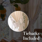 jinchan Belrose Linen Floral Cafe Curtains 45 Inch Length Embroidered Farmhouse - Image 8