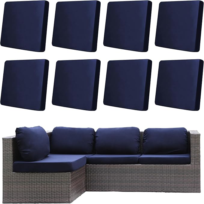 8Pcs Outdoor Cushion Covers, Patio Cushion Covers, Stretch Elastic Slipcovers by dreahoteztil