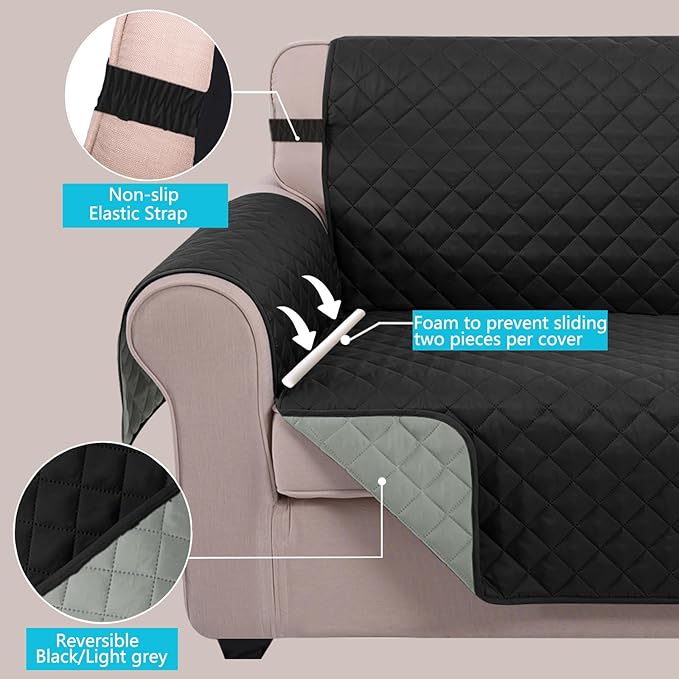 U-NICE HOME Recliner Chair Covers Reversible Quilted Water Repellent Pet - Image 3