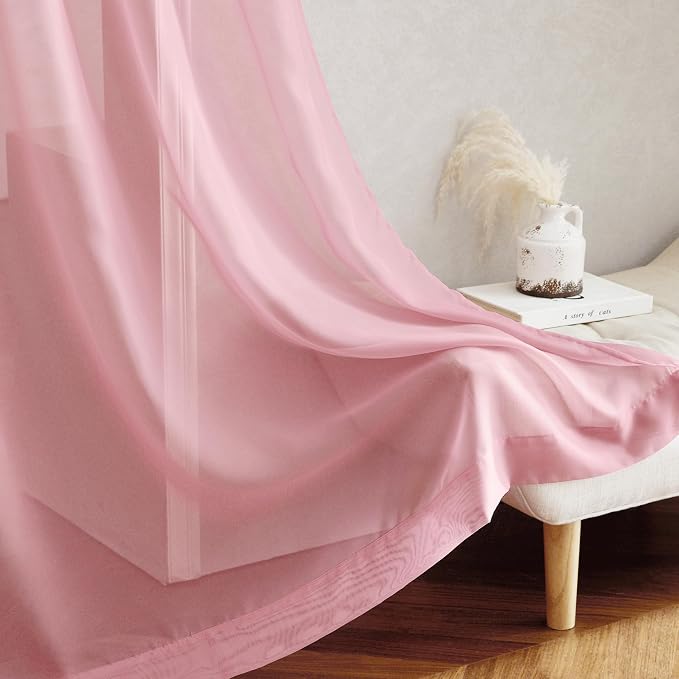 NICETOWN Pink Sheer Curtains for Living Room, Grommet Lightweight Gauzy - Image 7