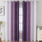 Estelar Textiler Purple and Greyish White Ombre Blackout Curtains 84 Inches Long - Image 2
