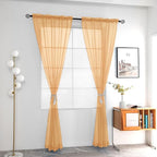 youleyar Solid Sheer Rod Pocket Curtain Voile Draperies 2 Panels White Beige - Image 2