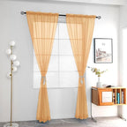 youleyar Solid Sheer Rod Pocket Curtain Voile Draperies 2 Panels White Beige - Image 2