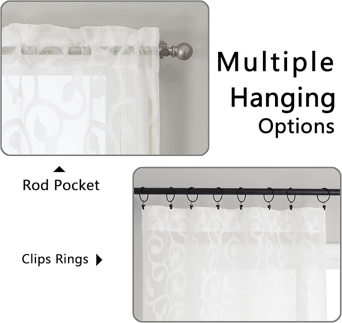 OWENIE Furman Ivory Sheer Curtains 96 inches Long - Image 4