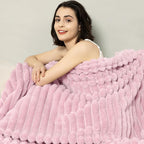 Aganear Fluffy Throw Blanket for Couch, 3D Ribbed Jacquard Warm Fuzzy Blanket - Image 2