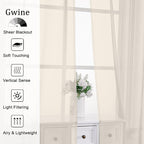 Gwine Cream Sheer Curtains for Bedroom 54 inches Long 2 Panels, Light Filtering - Image 2