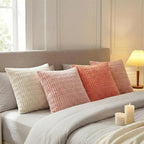 Fancy Homi 4 Packs Boho Blush Pink Euro Decorative Throw Pillow Covers 26x26 - Image 3